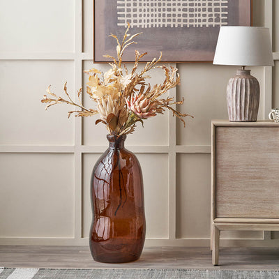 Lucia Pecan Brown Organic Shaped Recycled Glass Tall Vase