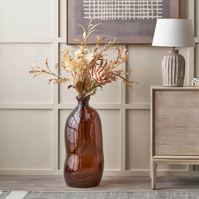 Lucia Pecan Brown Organic Shaped Recycled Glass Tall Vase