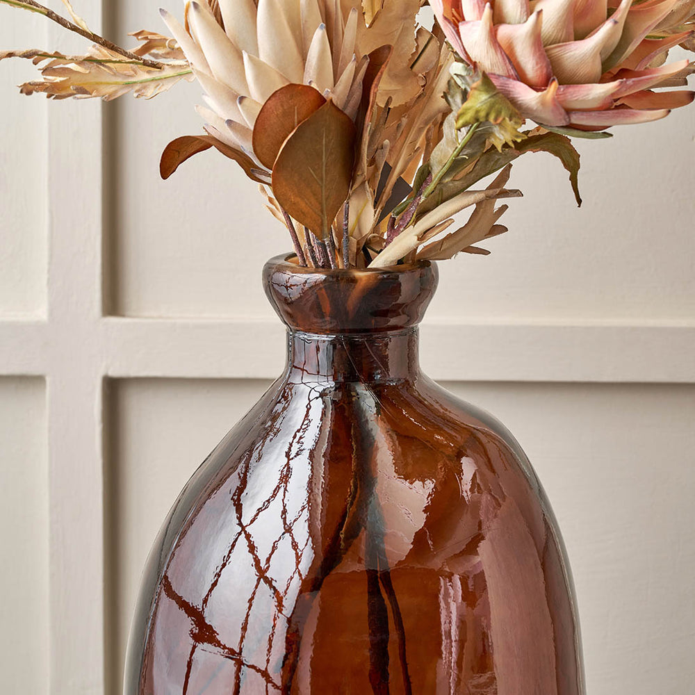 Lucia Pecan Brown Organic Shaped Recycled Glass Tall Vase