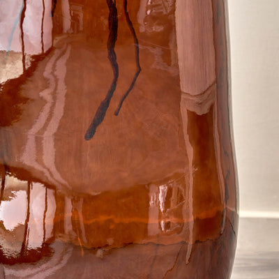 Lucia Pecan Brown Organic Shaped Recycled Glass Tall Vase