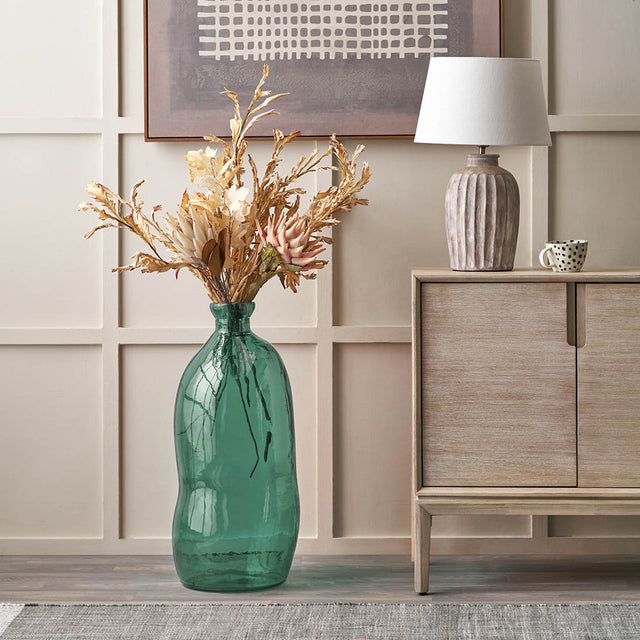 Lucia Sea Green Organic Shaped Recycled Glass Tall Vase