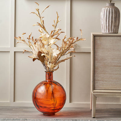 Diego Orange Round Recycled Glass Vase