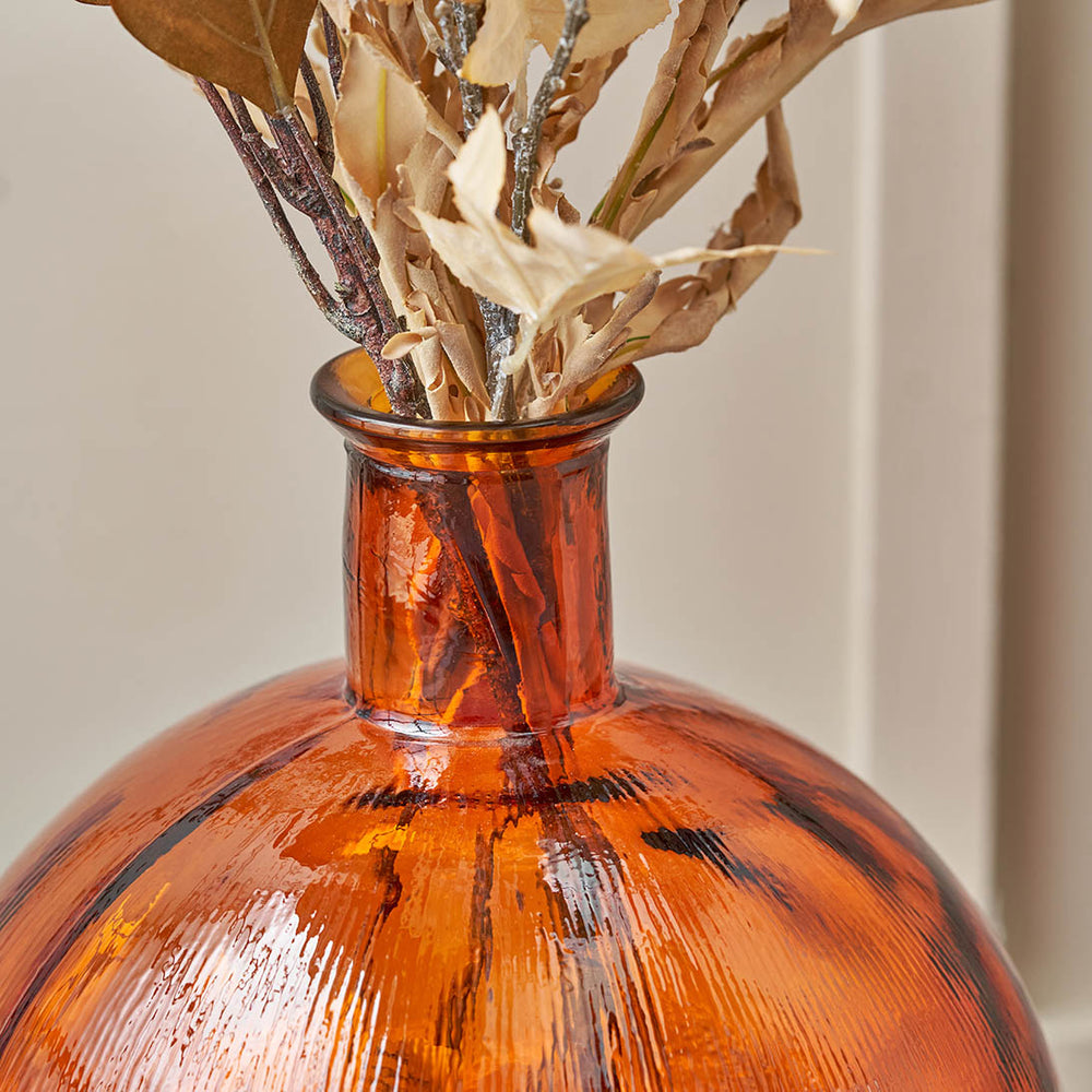 Diego Orange Round Recycled Glass Vase
