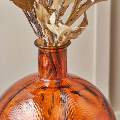 Diego Orange Round Recycled Glass Vase