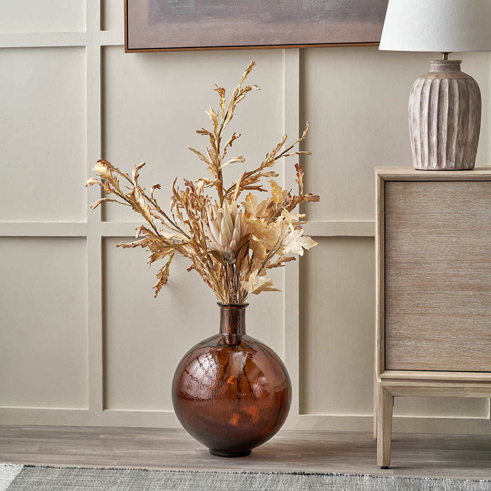 Diego Pecan Brown Round Recycled Glass Vase