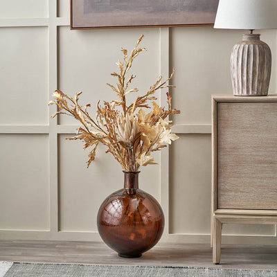 Diego Pecan Brown Round Recycled Glass Vase