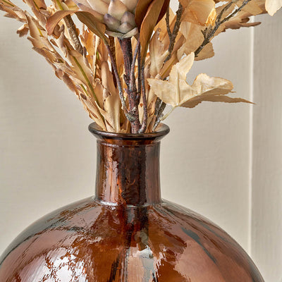 Diego Pecan Brown Round Recycled Glass Vase