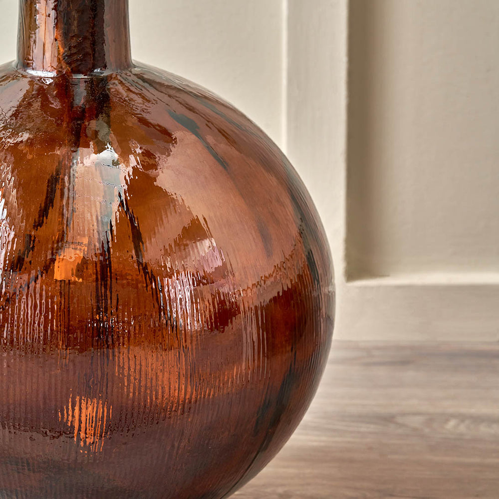 Diego Pecan Brown Round Recycled Glass Vase
