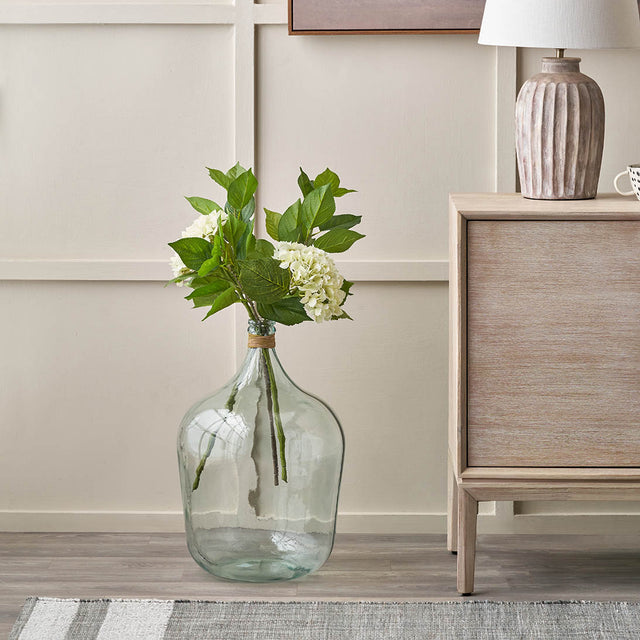 Kove Clear Recycled Large Bottle Vase With A Raffia Wrapped Neck