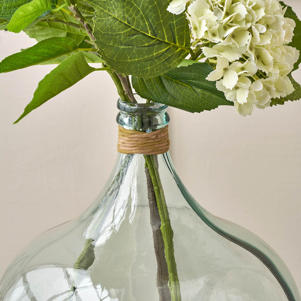 Kove Clear Recycled Large Bottle Vase With A Raffia Wrapped Neck