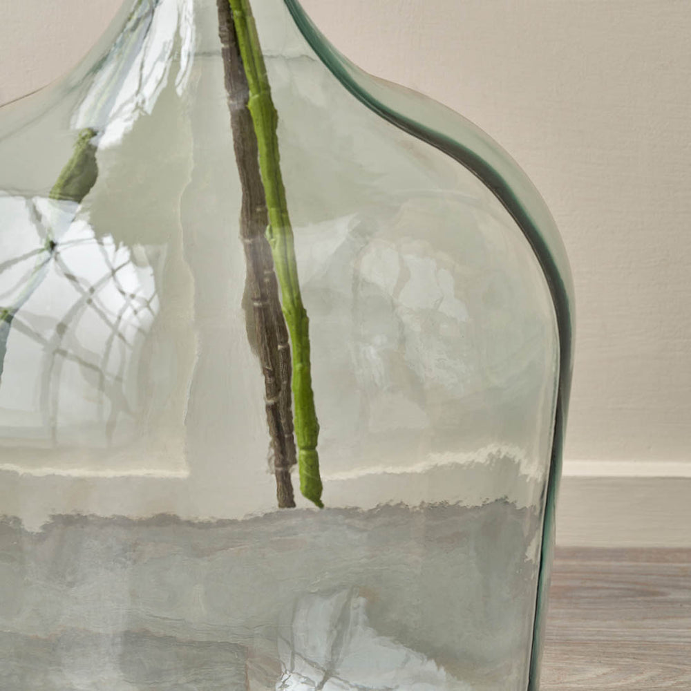 Kove Clear Recycled Large Bottle Vase With A Raffia Wrapped Neck