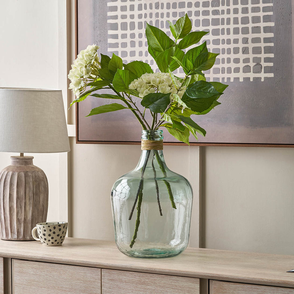 Kove Clear Recycled Medium Bottle Vase With A Raffia Wrapped Neck