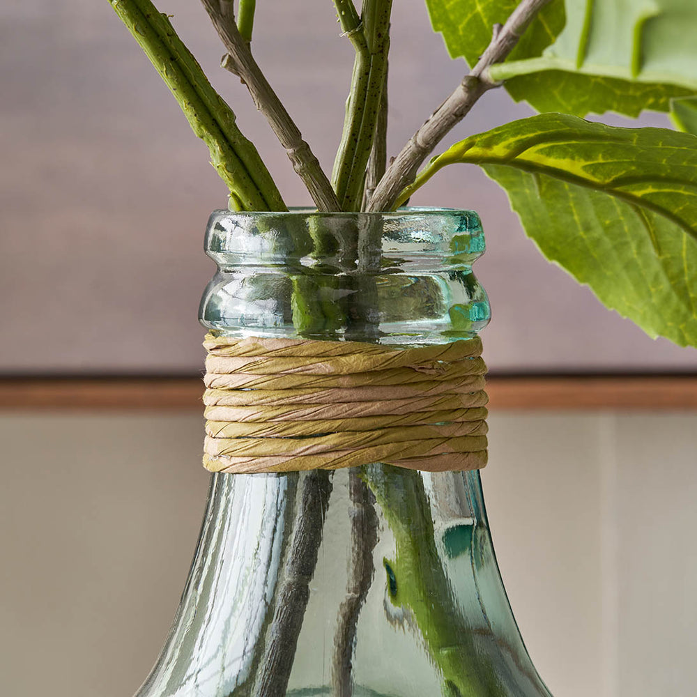 Kove Clear Recycled Medium Bottle Vase With A Raffia Wrapped Neck