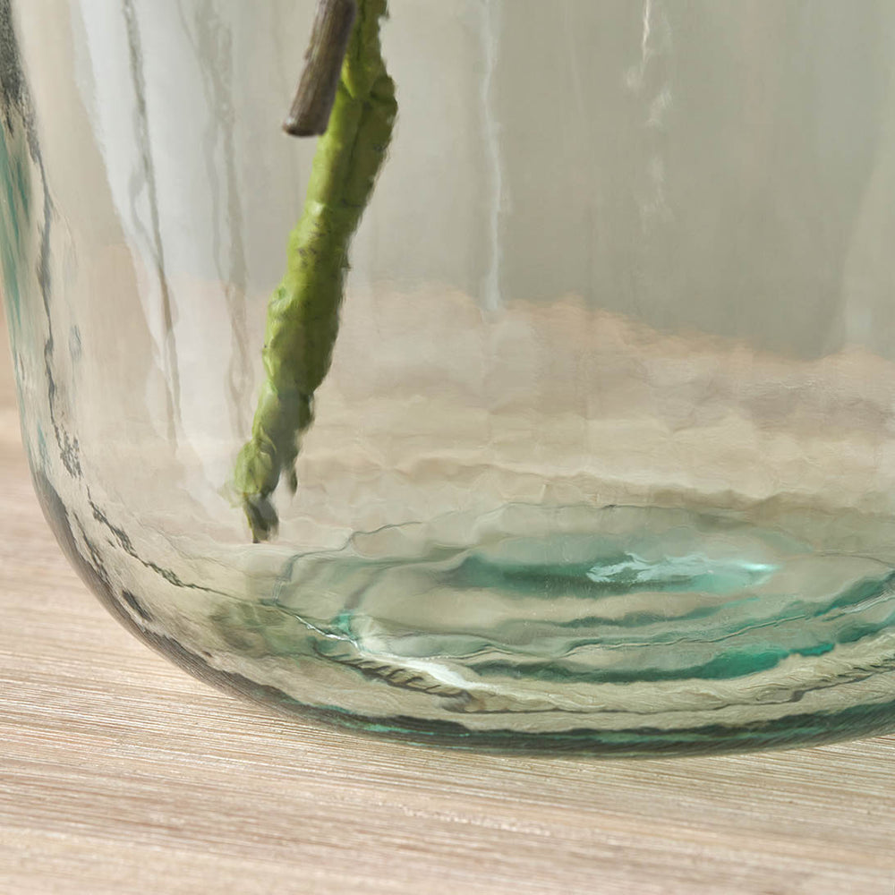 Kove Clear Recycled Medium Bottle Vase With A Raffia Wrapped Neck