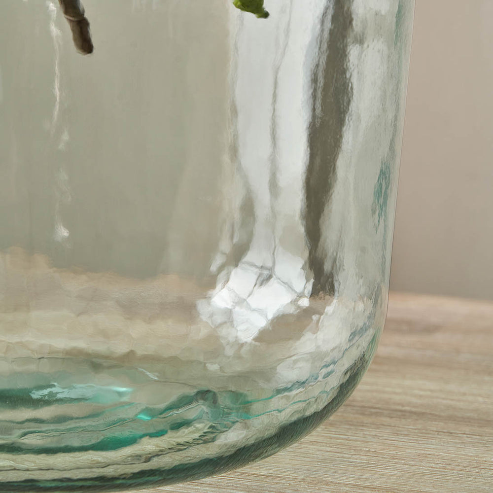 Kove Clear Recycled Medium Bottle Vase With A Raffia Wrapped Neck