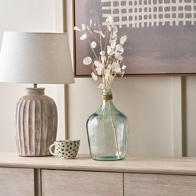 Kove Clear Recycled Small Bottle Vase With A Raffia Wrapped Neck