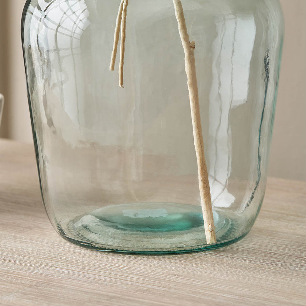 Kove Clear Recycled Small Bottle Vase With A Raffia Wrapped Neck