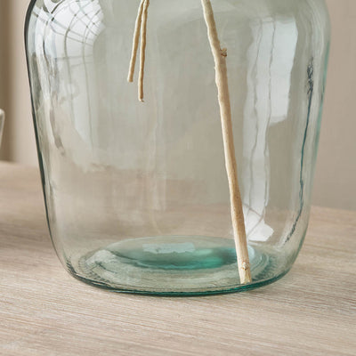 Kove Clear Recycled Small Bottle Vase With A Raffia Wrapped Neck
