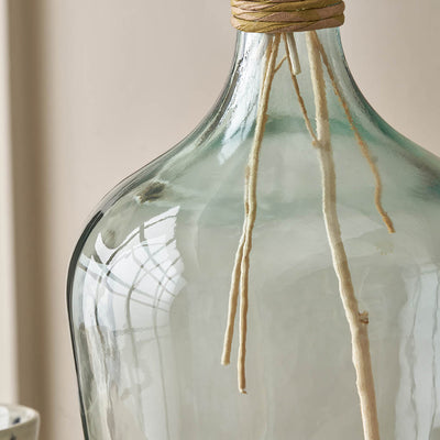 Kove Clear Recycled Small Bottle Vase With A Raffia Wrapped Neck