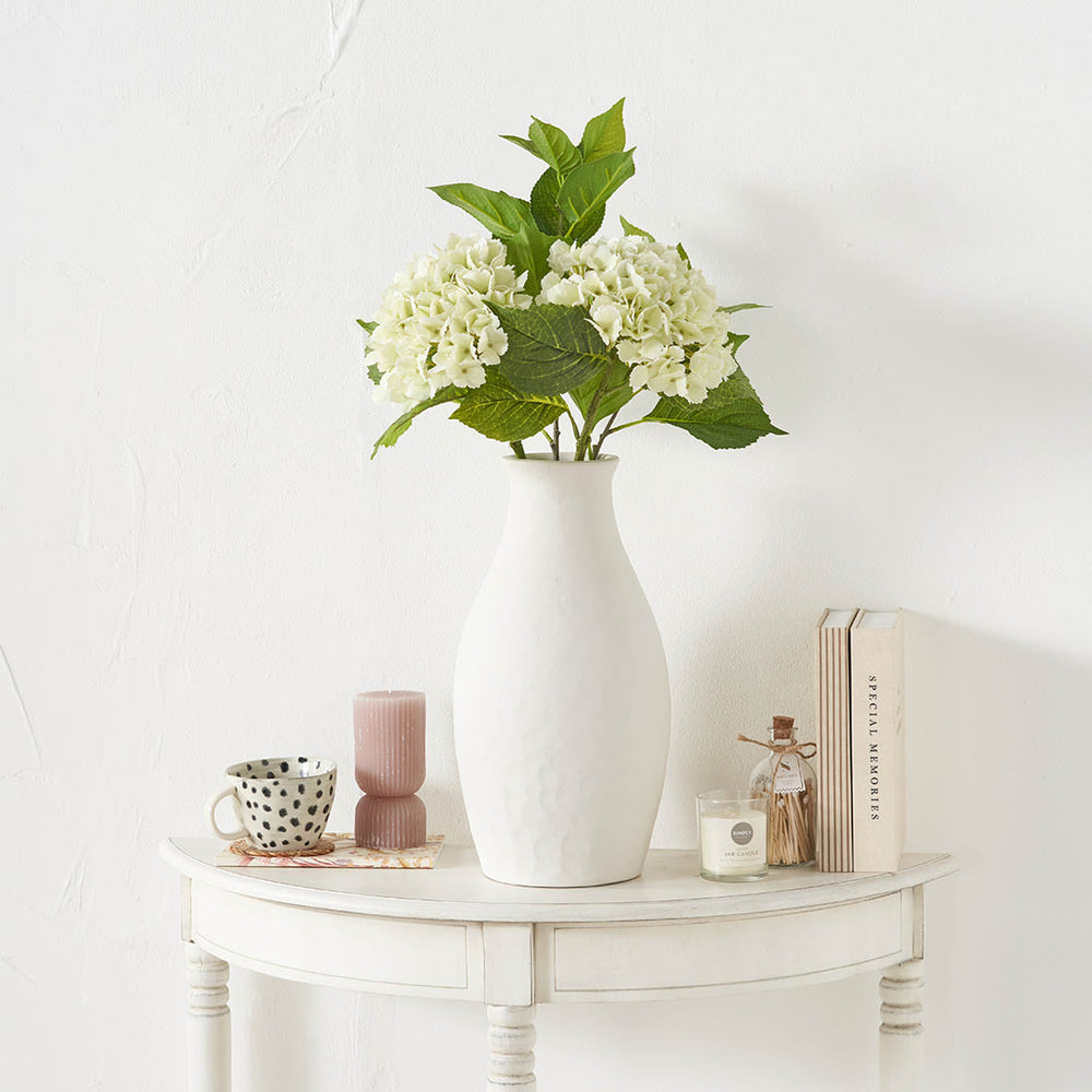 Eira White Textured Stoneware Vase