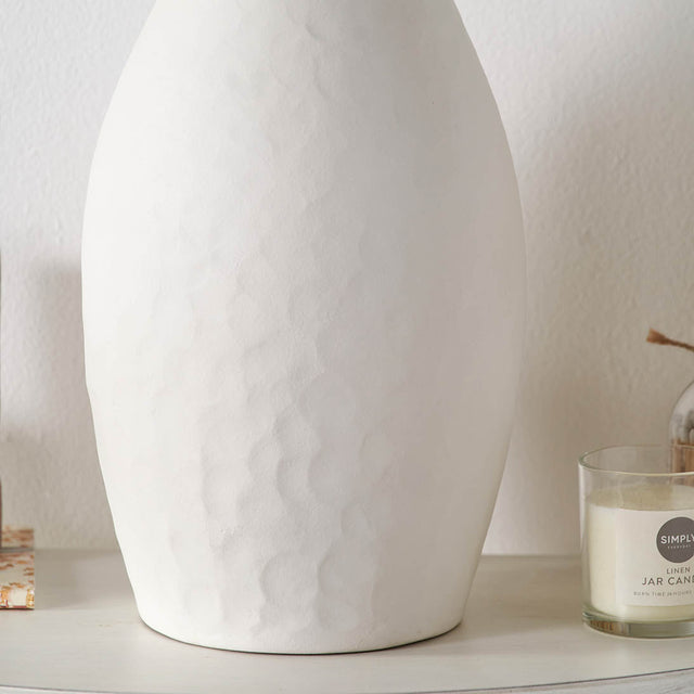 Eira White Textured Stoneware Vase