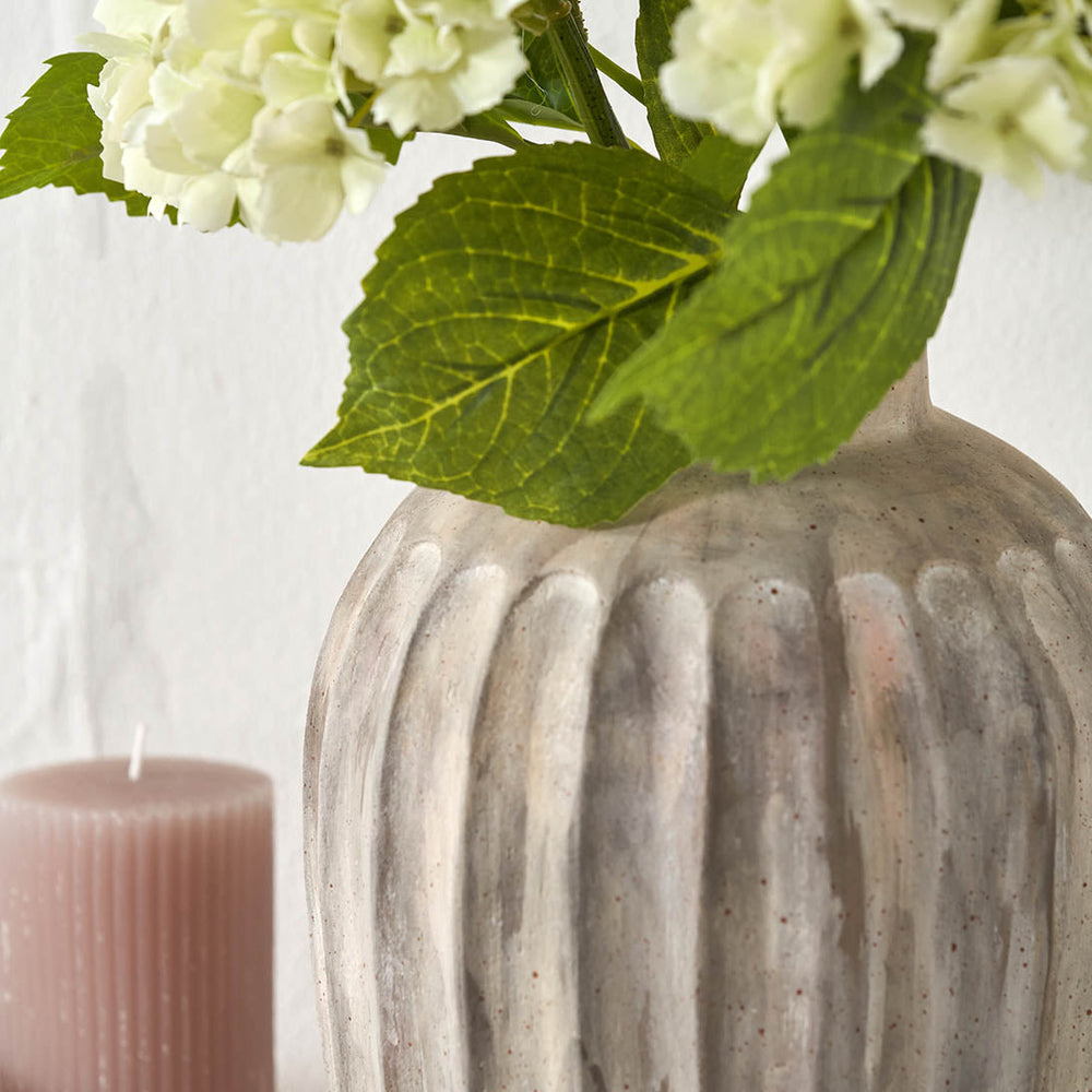 Paloma Natural Grooved Stoneware Vase