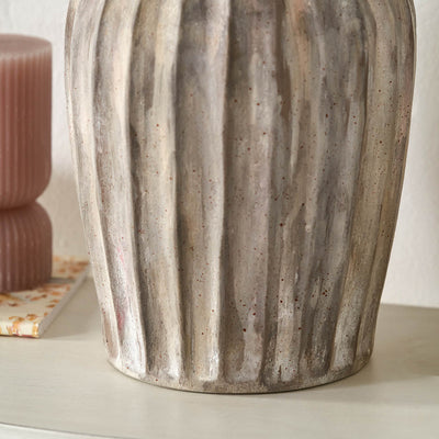Paloma Natural Grooved Stoneware Vase