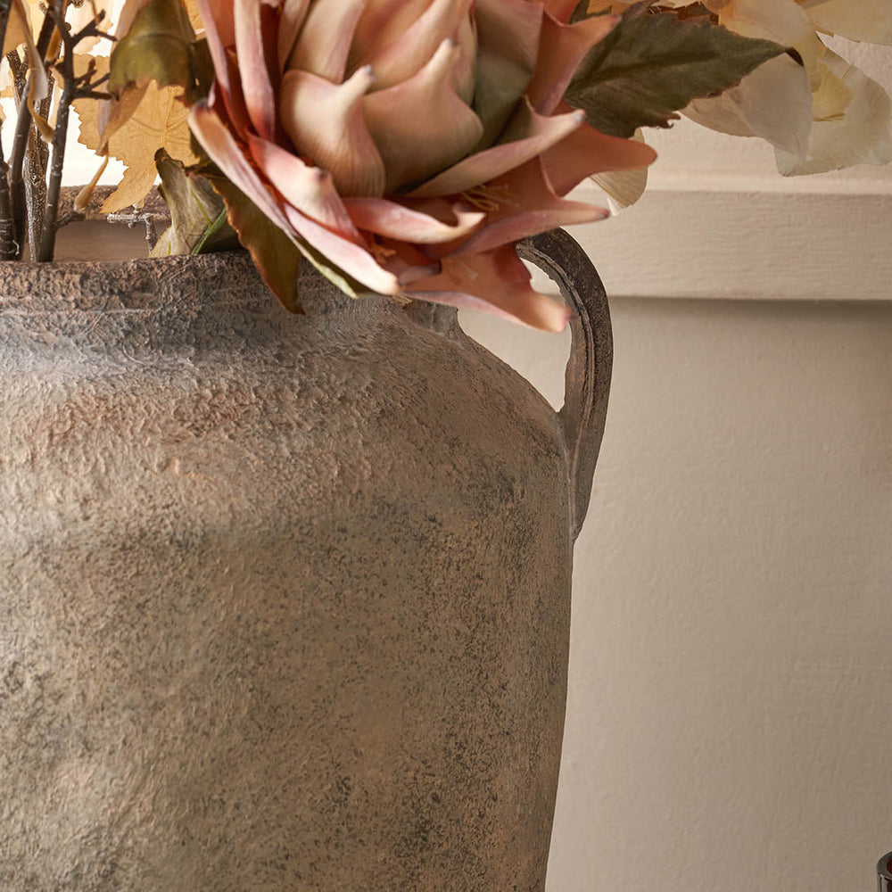 Beatrix Natural Textured Fibrestone Decorative Vase with Handles