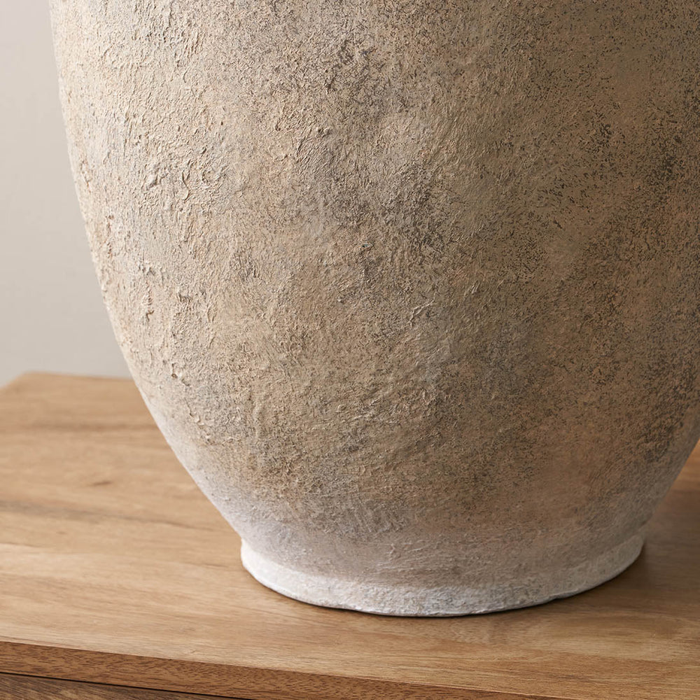 Beatrix Natural Textured Fibrestone Decorative Vase with Handles