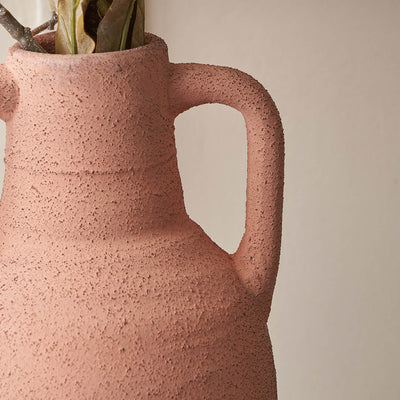 Amos Natural Textured Terracotta Decorative Vase with Handles Large
