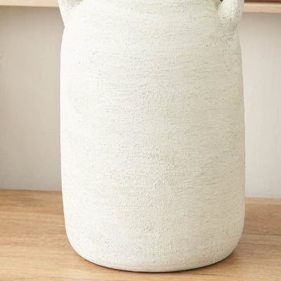 Amos White Textured Terracotta Decorative Vase with Handles Large