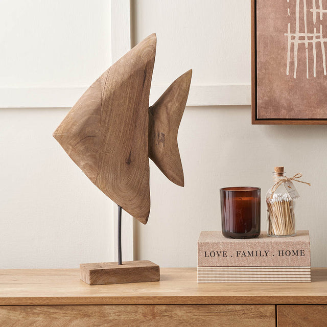 Aquaia Natural Handcarved Mango Wood Altum Angelfish Ornament