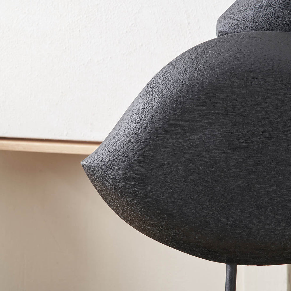 Asherah Black Handcarved Mango Wood Double Teardrop Angelfish Ornament