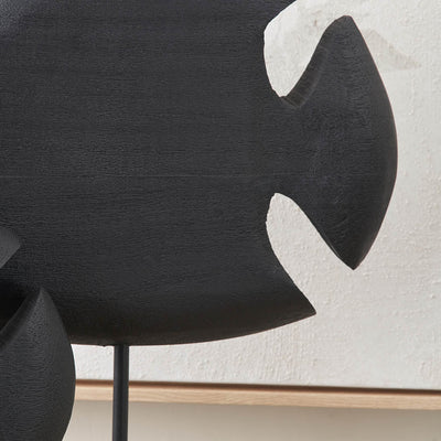 Asherah Black Handcarved Mango Wood Double Teardrop Angelfish Ornament