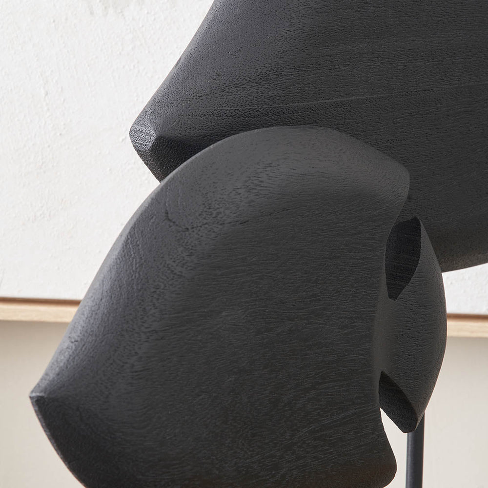 Asherah Black Handcarved Mango Wood Double Teardrop Angelfish Ornament