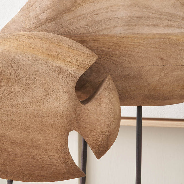 Asherah Natural Handcarved Mango Wood Double Teardrop Angelfish Ornament