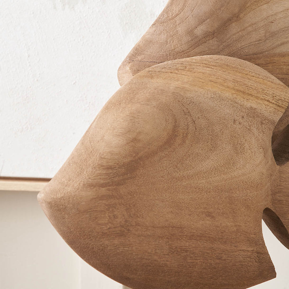 Asherah Natural Handcarved Mango Wood Double Teardrop Angelfish Ornament