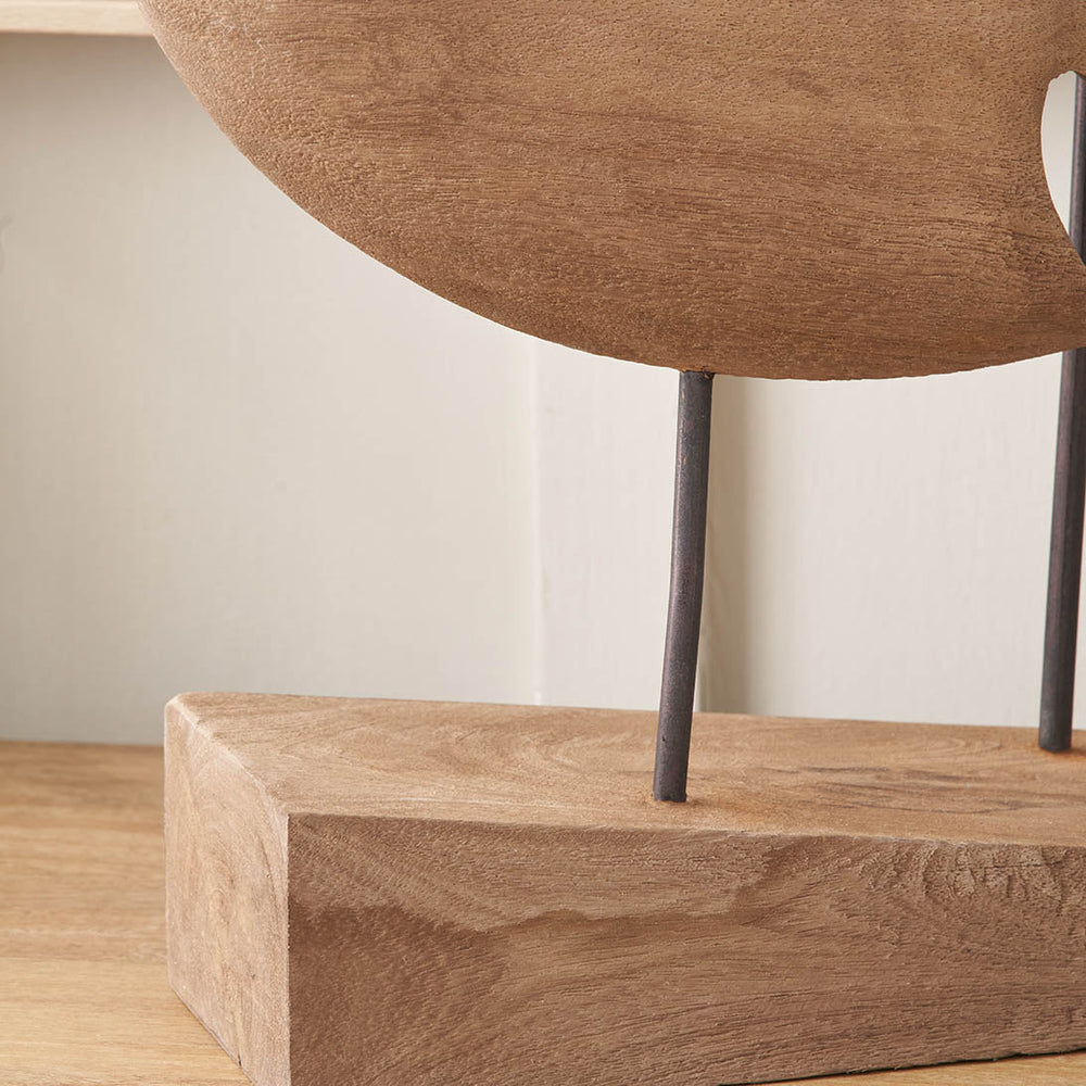 Asherah Natural Handcarved Mango Wood Double Teardrop Angelfish Ornament