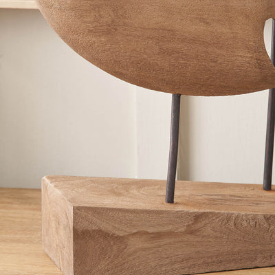 Asherah Natural Handcarved Mango Wood Double Teardrop Angelfish Ornament