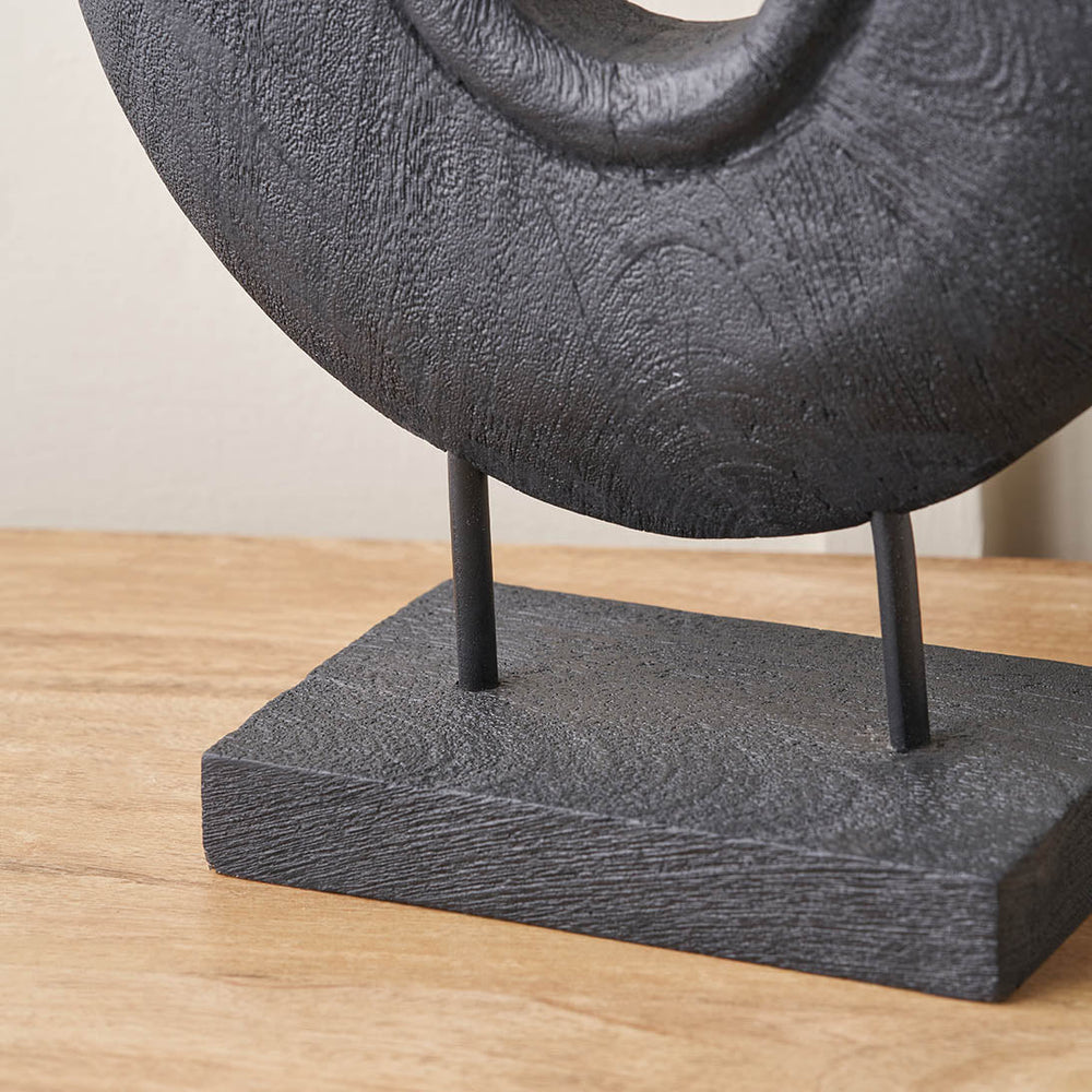 Torus Black Handcarved Mango Wood Circular Ornament