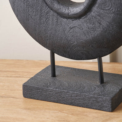 Torus Black Handcarved Mango Wood Circular Ornament