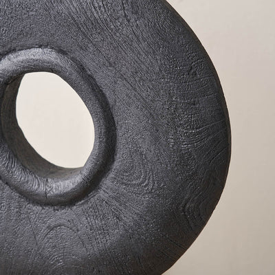 Torus Black Handcarved Mango Wood Circular Ornament