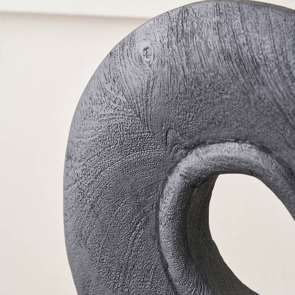 Torus Black Handcarved Mango Wood Circular Ornament