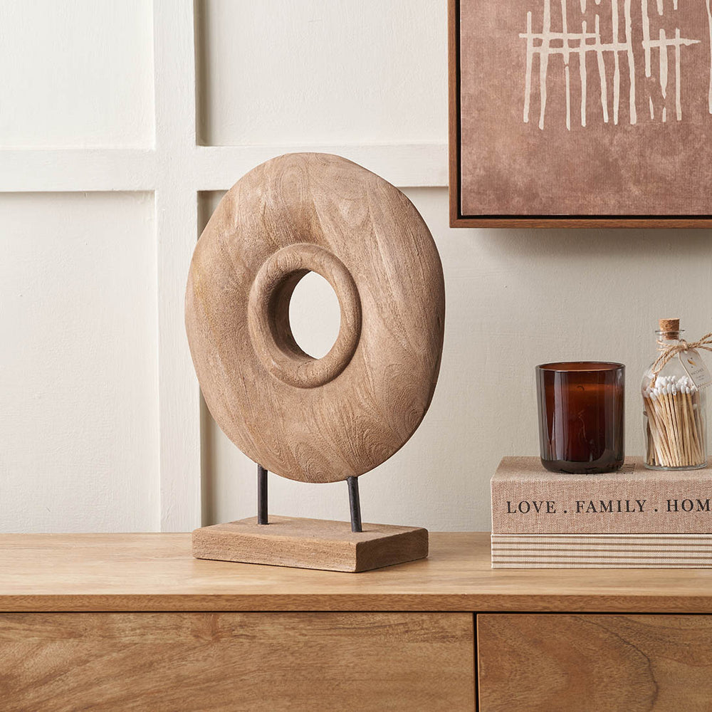 Torus Natural Handcarved Mango Wood Circular Ornament