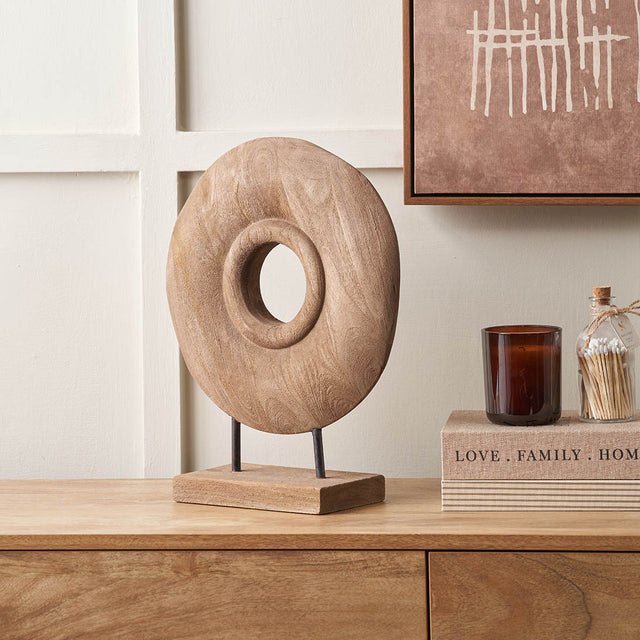 Torus Natural Handcarved Mango Wood Circular Ornament