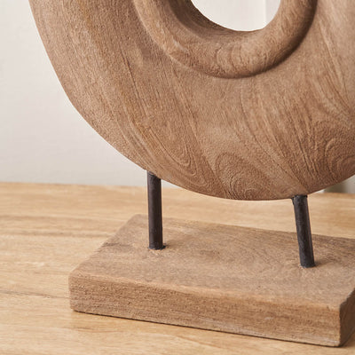 Torus Natural Handcarved Mango Wood Circular Ornament