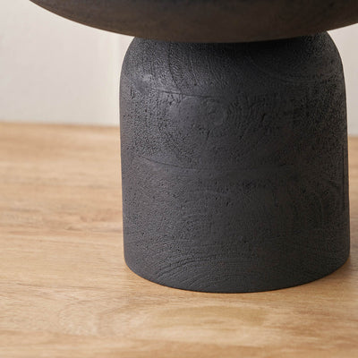 Vara Black Handcarved Mango Wood Bowl with Raised Base