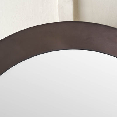 Mirra Graphite Metal Angled Frame Round Mirror Large