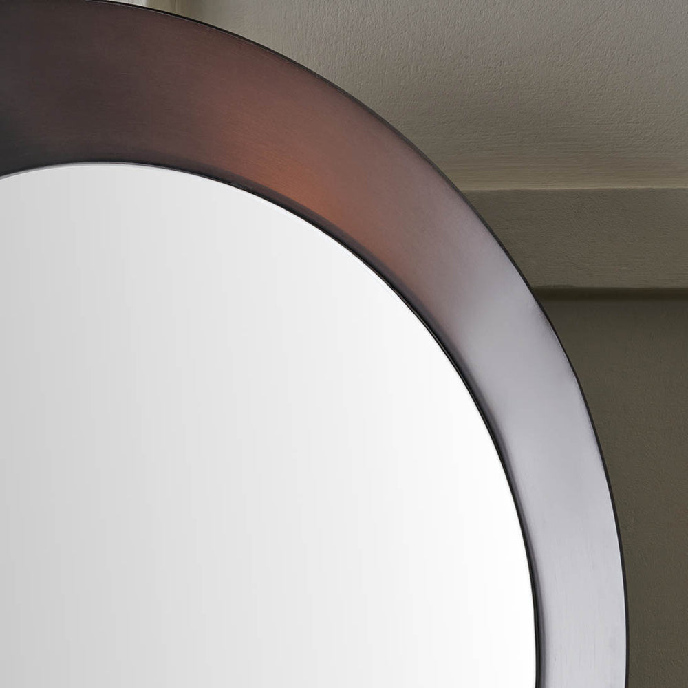 Mirra Graphite Metal Angled Frame Round Mirror