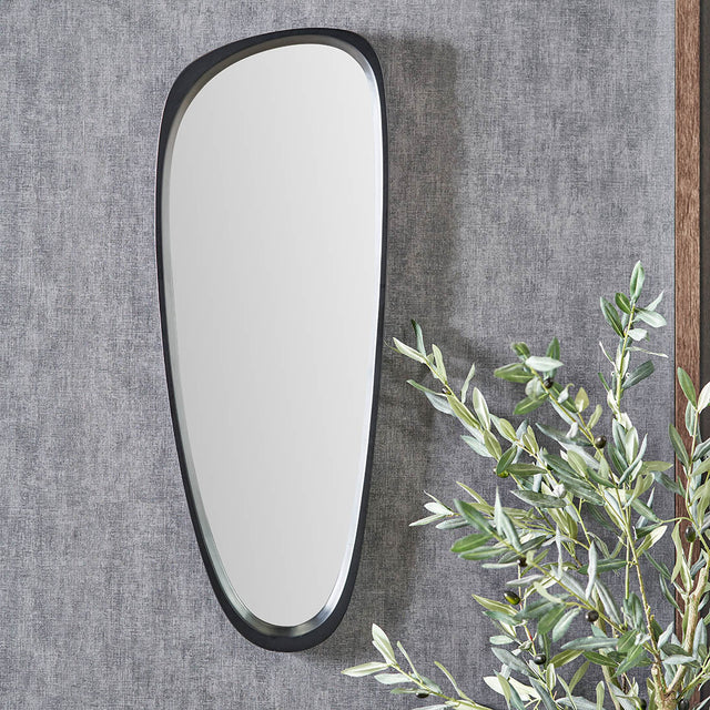 Tumba Black Wood Veneer Teardrop Wall Mirror